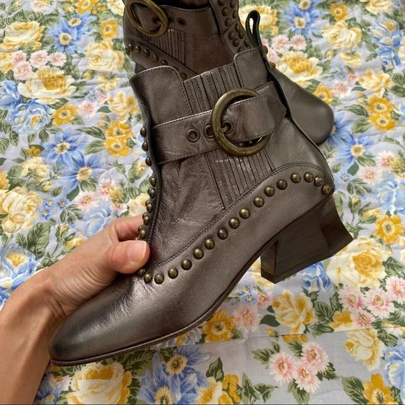 Coach Chelsea Heeled Boot Metallic Smog Size 5.5 - Picture 11 of 13